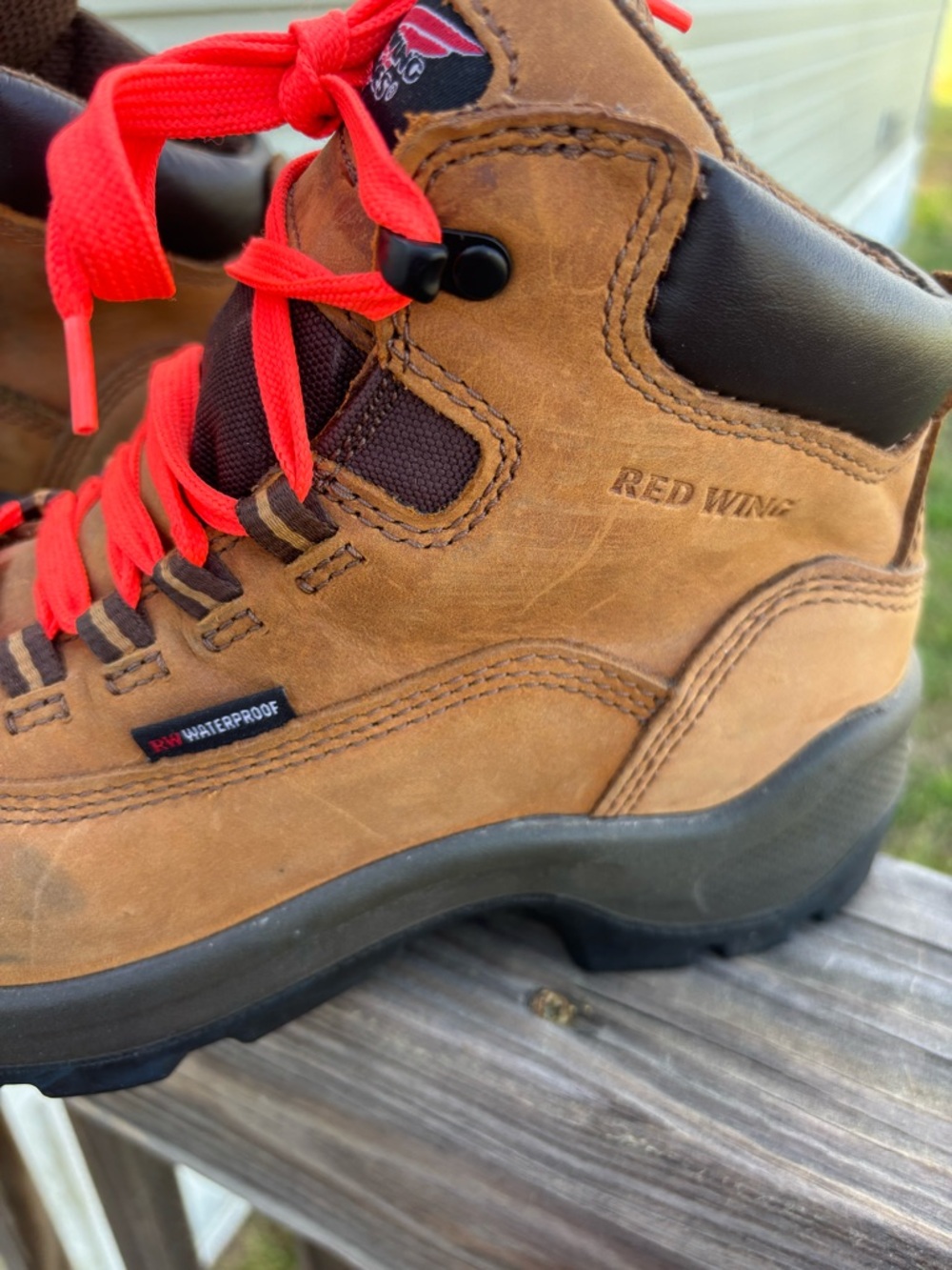 Red Wing Shoes Brown Boots with Orange-Red Logo Accent - Picture 11 of 15